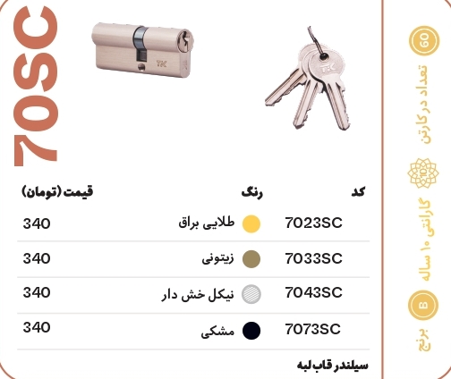 سیلندر قاب لبه تیک مدل 70SC