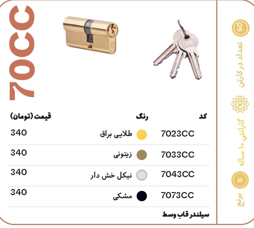 سیلندر قاب وسط تیک مدل 70CC